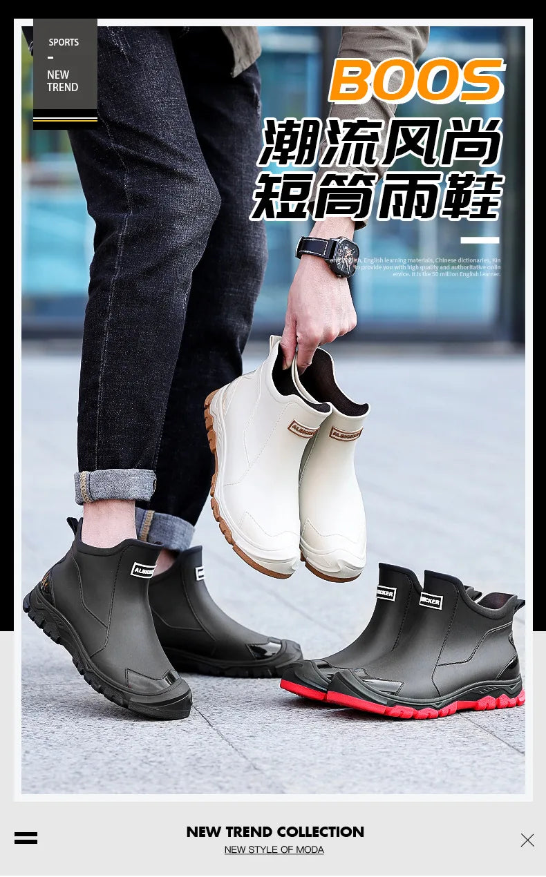 Men’s Waterproof Wear-Resistant Rubber Short Boots